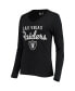 Фото #3 товара Women's Black Las Vegas Raiders Post Season Long Sleeve V-Neck T-shirt