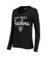 Women's Black Las Vegas Raiders Post Season Long Sleeve V-Neck T-shirt