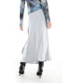 Фото #3 товара & Other Stories maxi skirt with drape side tie and buckle detail in light grey