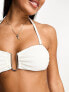 River Island hardware trim bandeau bikini top in white