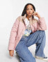 Фото #6 товара Wednesday's Girl high neck puffer jacket in pink contrast