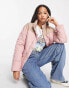 Wednesday's Girl high neck puffer jacket in pink contrast