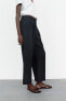 Linen blend straight trousers with braided belt