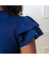 Фото #2 товара Women's Mock Neck Flutter Sleeve Sweater Dress