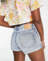 Фото #2 товара Weekday fire cotton blend low rise denim shorts in spring blue