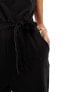 JDY v neck belted jumpsuit in black