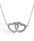 BFF Lover Romantic Couples Station Interlocking Open Hearts Pendant Necklace for Women Girlfriend - Genuine .925 Sterling Silver