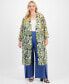 Plus Size Printed Open-Front Duster Jacket