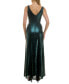 Women's Floral-Velvet Satin-Tie Square-Neck Gown