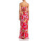 Aqua Womens Floral Print Tie Back Slip Gown Red Size 12