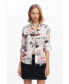 Women's Floral text shirt black|white, XSmall - фото #1