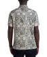 Men's Slim Fit Medallion Print Short Sleeve Button-Front Shirt