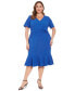 ფოტო #1 პროდუქტის Plus Size Twist-Front Flounce-Hem Dress