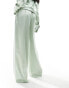 Фото #4 товара ASOS DESIGN satin pyjama wide leg trouser co-ord in sage green