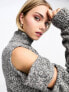 Фото #5 товара Urban Revivo slash sleeve high neck jumper in grey marl