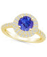 Фото #1 товара Tanzanite (1-3/8 ct. t.w.) & Diamond (5/8 ct. t.w.) Round Halo Statement Ring in 14k Gold