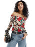 Фото #1 товара Miss Selfridge bardot top in animal rose print