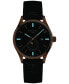 ფოტო #2 პროდუქტის Men's Swiss DS-8 Moon Phase Black Leather Strap Watch 41mm