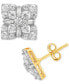 ფოტო #1 პროდუქტის Diamond Round & Baguette Cluster Stud Earrings (1 ct. t.w.) in 10k White Gold