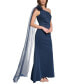 Фото #3 товара Women's Rosette-Trim Draped One-Shoulder Gown