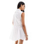 ASOS DESIGN sleeveless mini shirt dress with corset waist detail in white