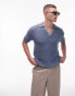 Фото #1 товара Topman knitted cotton revere polo in blue