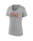 Фото #3 товара Women's Heather Gray Texas Longhorns Basic Arch V-Neck T-shirt