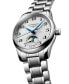 ფოტო #2 პროდუქტის Women's Swiss Automatic Master Moonphase Stainless Steel Bracelet Watch 34mm