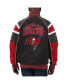 ფოტო #2 პროდუქტის Men's Black Tampa Bay Buccaneers Faux Suede Raglan Full-Zip Varsity Jacket