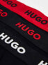 Фото #4 товара Hugo Bodywear 3 pack boxer briefs in black with logo waistband