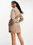 ASOS DESIGN cord belted shirt dress in brown 40 - фото #3