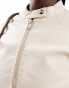 Фото #3 товара Brave Soul faux leather biker jacket in cream