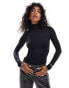 Bershka high neck long sleeve bodysuit in black