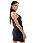 Фото #4 товара Kaiia slinky racer neck bodycon mini dress in black