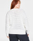Фото #2 товара Plus Size Crewneck Spring Cotton-Blend Cable-Knit Sweater, Created for Macy's