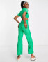 ASOS DESIGN jersey rib collar retro jumpsuit in green