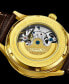 ფოტო #3 პროდუქტის Men's Brown Leather Strap Watch 44mm