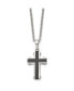 ფოტო #1 პროდუქტის Polished Black IP-plated Cross Pendant Cable Chain Necklace