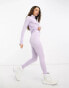 Threadbare Petite Ski base layer banded waistband leggings and long sleeeve top set in lilac Сиреневый, 44 - фото #8