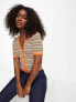 Фото #1 товара Morgan knitted chevron button through top in orange