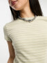 Weekday Close fitted t-shirt in beige and white stripe