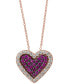 ფოტო #3 პროდუქტის EFFY® Ruby (3/8 ct. t.w.) & Diamond (1/3 ct. t.w.) Heart Halo Cluster 18" Pendant Necklace in 14k Rose Gold