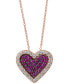 Фото #3 товара EFFY® Ruby (3/8 ct. t.w.) & Diamond (1/3 ct. t.w.) Heart Halo Cluster 18" Pendant Necklace in 14k Rose Gold