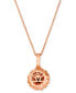 ფოტო #3 პროდუქტის Chocolate Diamond & Nude Diamond Flower Adjustable 20" Pendant Necklace (7/8 ct. t.w.) in 14k Rose Gold