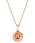 Фото #3 товара Chocolate Diamond & Nude Diamond Flower Adjustable 20" Pendant Necklace (7/8 ct. t.w.) in 14k Rose Gold