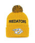 Men's Yellow, Navy Nashville Predators 2022 NHL Draft Authentic Pro Cuffed Knit Hat with Pom