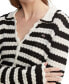 Women's Crochet Striped Collared Cardigan