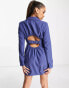 4th & Reckless panel front open back blazer dress in blue