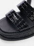 Topshop Grace flat sandal with buckle detail in black croc