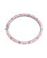 ფოტო #3 პროდუქტის Tiny Bangle Bracelet For Women Pink Enamel CZ Cubic Zirconia Pave Hearts Rhodium Plated Brass For Small Wrists 6 Inches